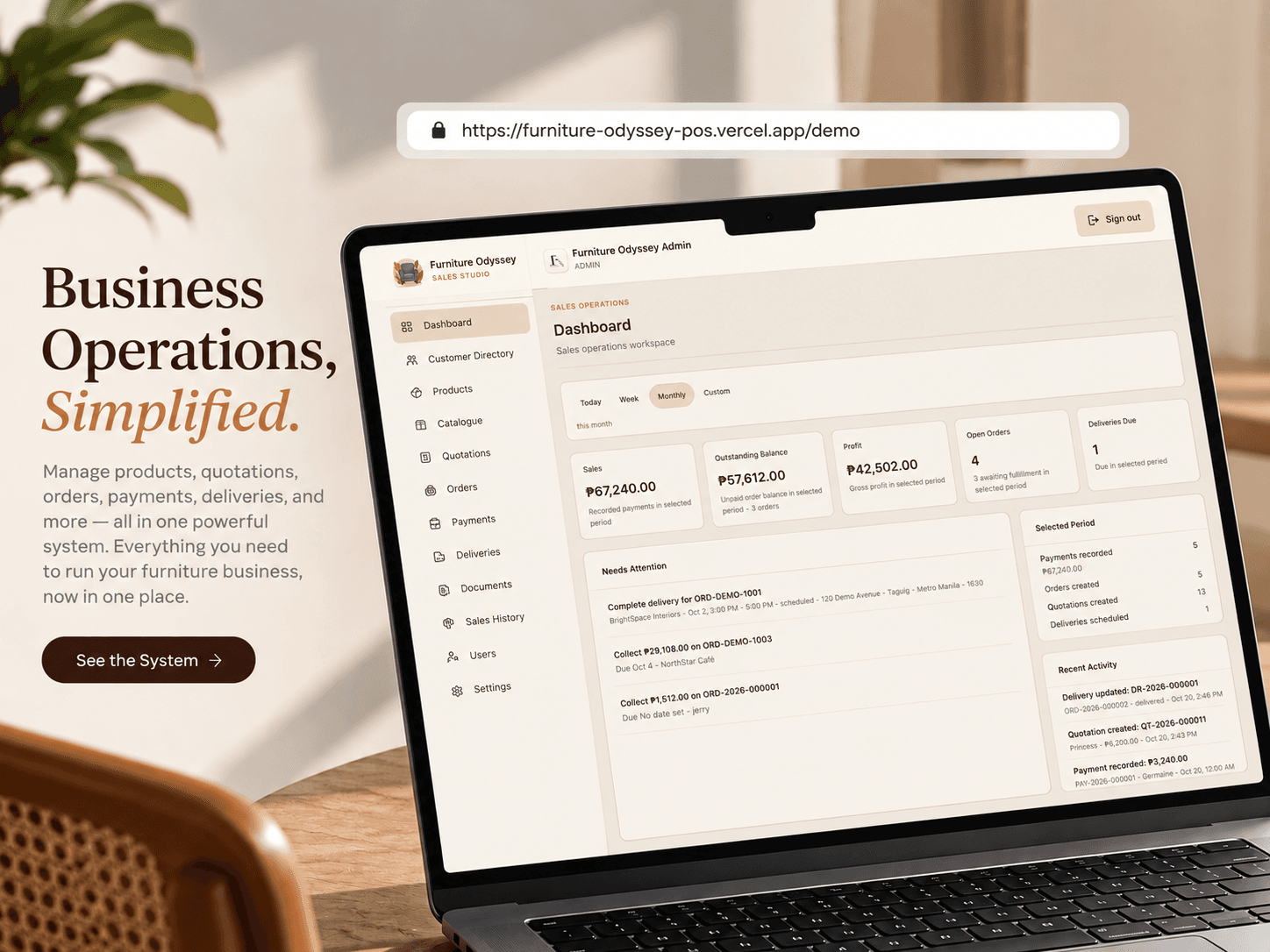 Furniture Odyssey centralized business operations showcase